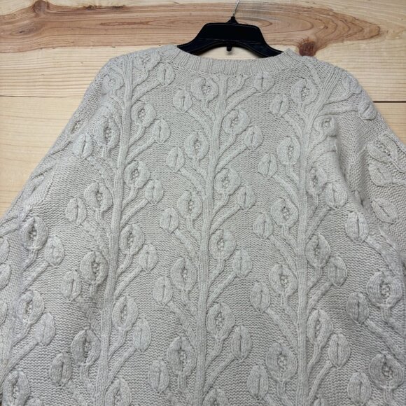 Vintage Banana Republic Sweater Mens Medium Cream Wool Fisherman Chunky Knit - Picture 12 of 13